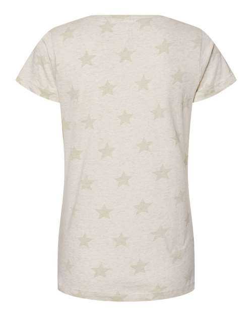 Code Five 3629 Women's Star Print Scoop Neck Tee - Natural Heather Star - HIT a Double