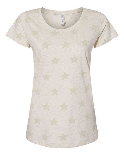 Code Five 3629 Women&#39;s Star Print Scoop Neck Tee - Natural Heather Star - HIT a Double