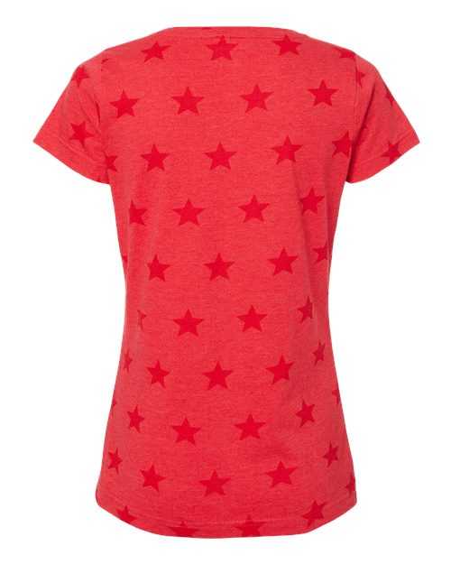 Code Five 3629 Women's Star Print Scoop Neck Tee - Red Star - HIT a Double