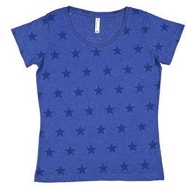 Code Five 3629 Women&#39;s Star Print Scoop Neck Tee - Royal Star - HIT a Double