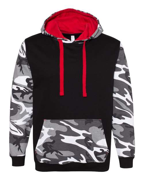 Code Five 3967 Fashion Camo Hooded Sweatshirt - Black Urban Woodland Red - HIT a Double