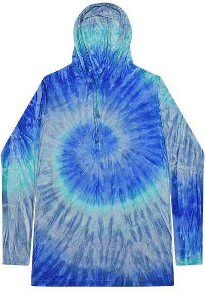 Colortone 2777 Tie-Dyed Hooded Long Sleeve T-Shirt - Blue Jerry - HIT a Double - 1