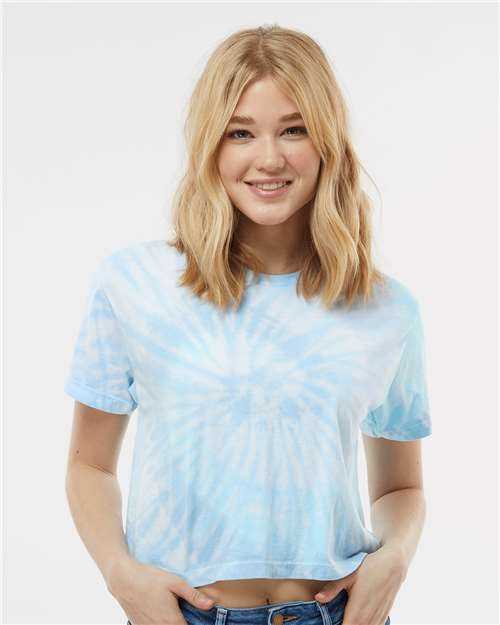 Colortone 1050 Women's Tie-Dyed Crop T-Shirt - Lagoon" - "HIT a Double