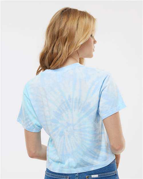 Colortone 1050 Women&#39;s Tie-Dyed Crop T-Shirt - Lagoon&quot; - &quot;HIT a Double