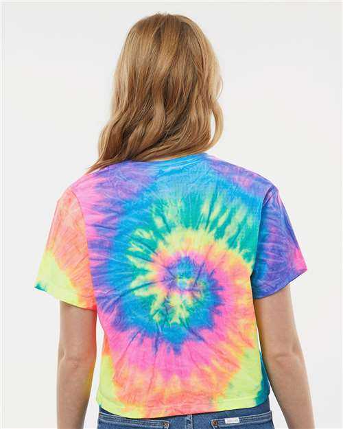 Colortone 1050 Women&#39;s Tie-Dyed Crop T-Shirt - Neon Rainbow&quot; - &quot;HIT a Double