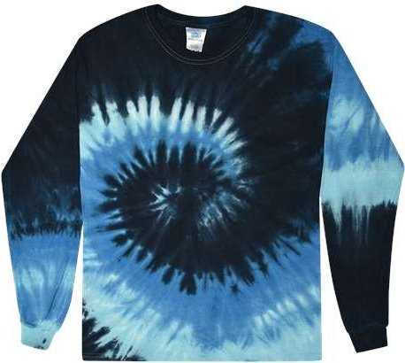 Colortone 2000Y Youth Tie-Dyed Long Sleeve T-Shirt - Blue Ocean - HIT a Double - 1