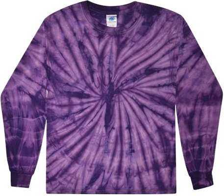 Colortone 2000Y Youth Tie-Dyed Long Sleeve T-Shirt - Spider Purple - HIT a Double - 1