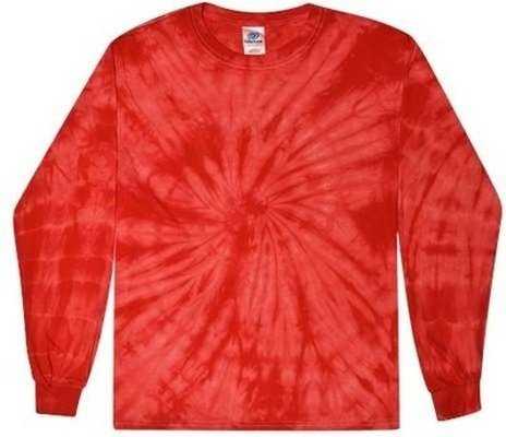 Colortone 2000Y Youth Tie-Dyed Long Sleeve T-Shirt - Spider Red - HIT a Double - 1
