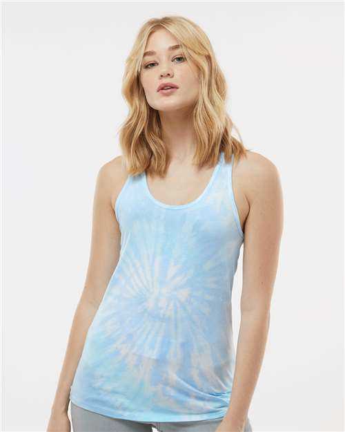 Colortone 3400 Tie-Dyed Racerback Tank Top - Lagoon" - "HIT a Double