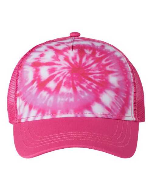 Colortone 9200 Tie-Dyed 5-Panel Trucker Cap - Spider Pink - HIT a Double