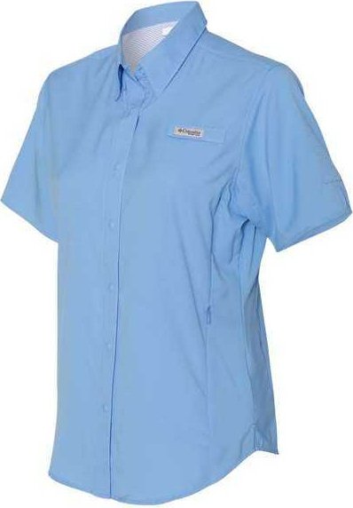 Columbia 127571 Women&#39;s PFG Tamiami II Short Sleeve Shirt - White Cap Blue - HIT a Double