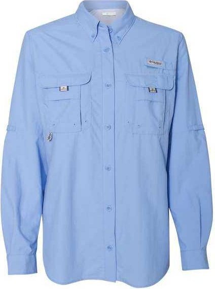 Columbia 139656 Women&#39;s PFG Bahama Long Sleeve Shirt - White Cap Blue - HIT a Double