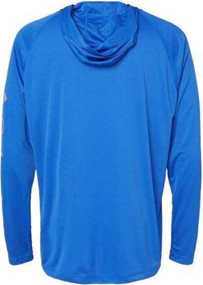 Columbia 153617 PFG Terminal Tackle Hooded Long Sleeve T-Shirt - Vivid Blue Cool Gray&quot; - &quot;HIT a Double
