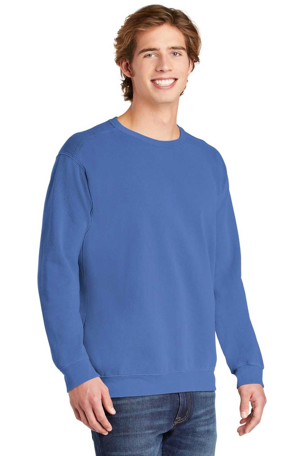 Comfort Colors 1566 Ring Spun Crewneck Sweatshirt - Flo Blue - HIT a Double