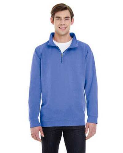 Comfort Colors 1580 Adult Quarter-Zip Sweatshirt - Fluorescent True Blue - HIT a Double