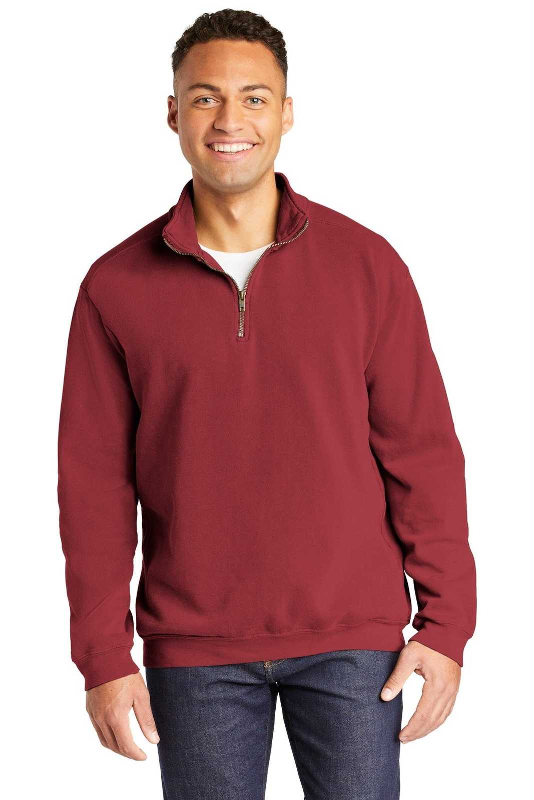 Comfort Colors 1580 Ring Spun 1/4-Zip Sweatshirt - Crimson - HIT a Double