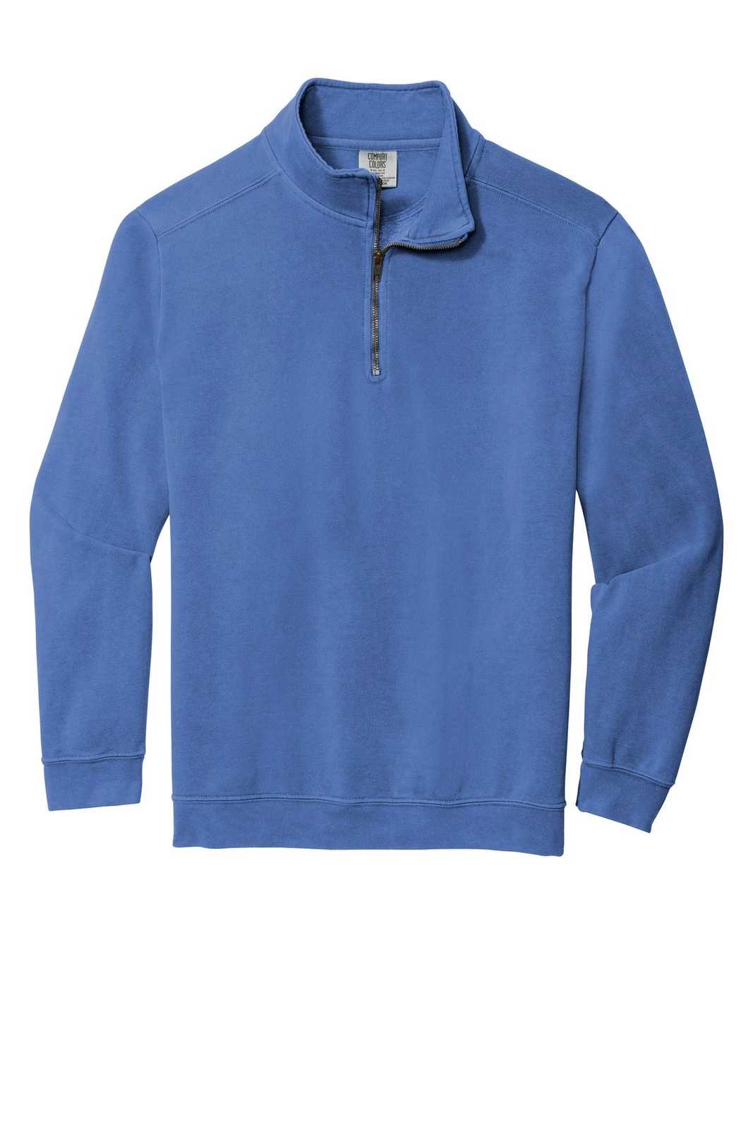 Comfort Colors 1580 Ring Spun 1/4-Zip Sweatshirt - Flo Blue - HIT a Double