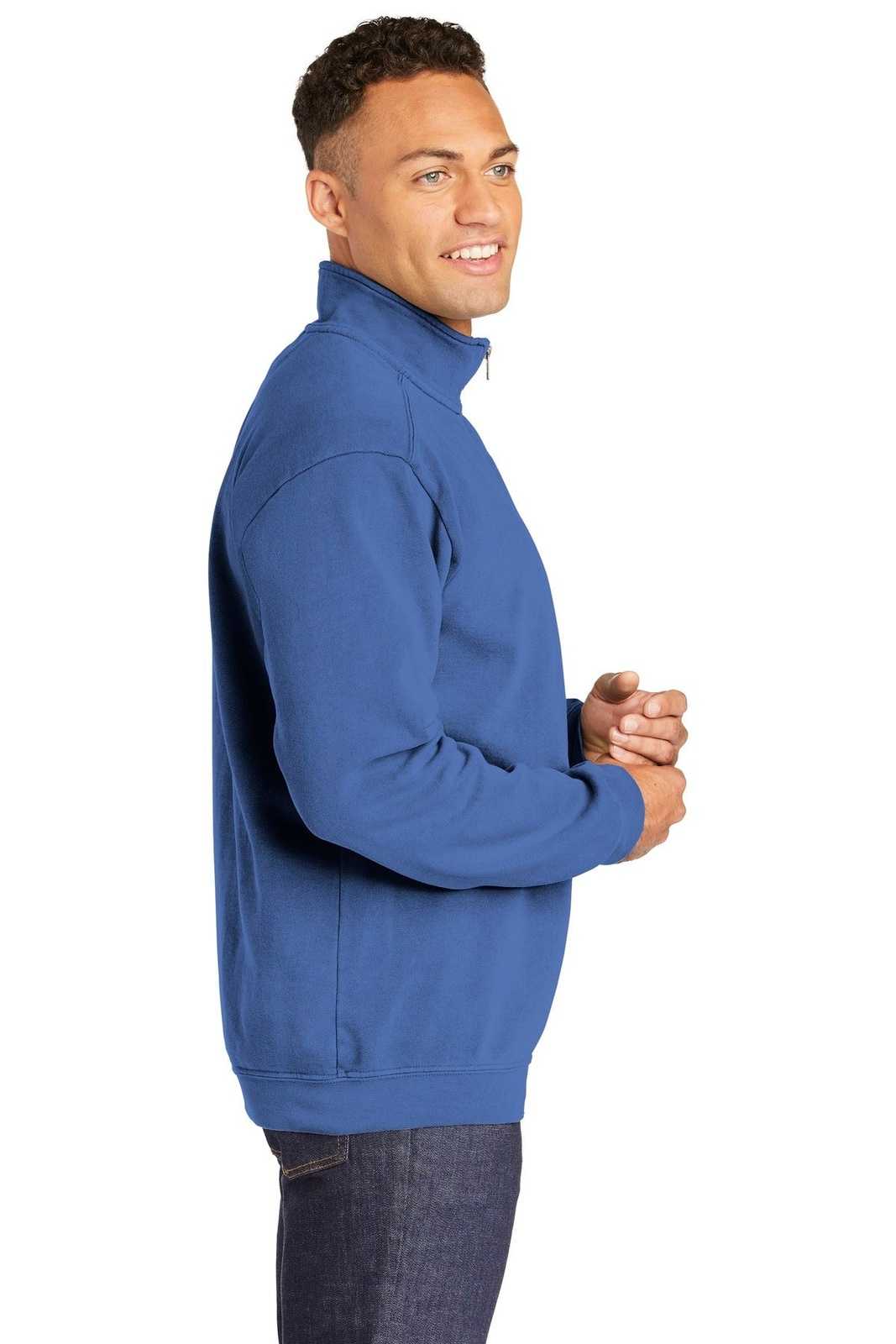 Comfort Colors 1580 Ring Spun 1/4-Zip Sweatshirt - Flo Blue - HIT a Double