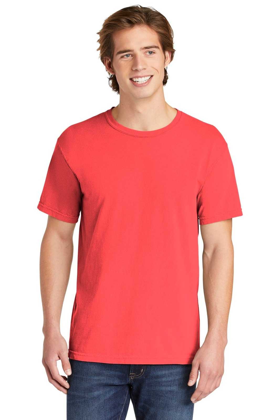 Comfort Colors 1717 Heavyweight Ring Spun Tee - Neon Red Orange - HIT a Double