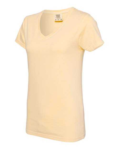 Comfort Colors 3199 Garment-Dyed Womens Midweight V-Neck T-Shirt - Butter - HIT a Double