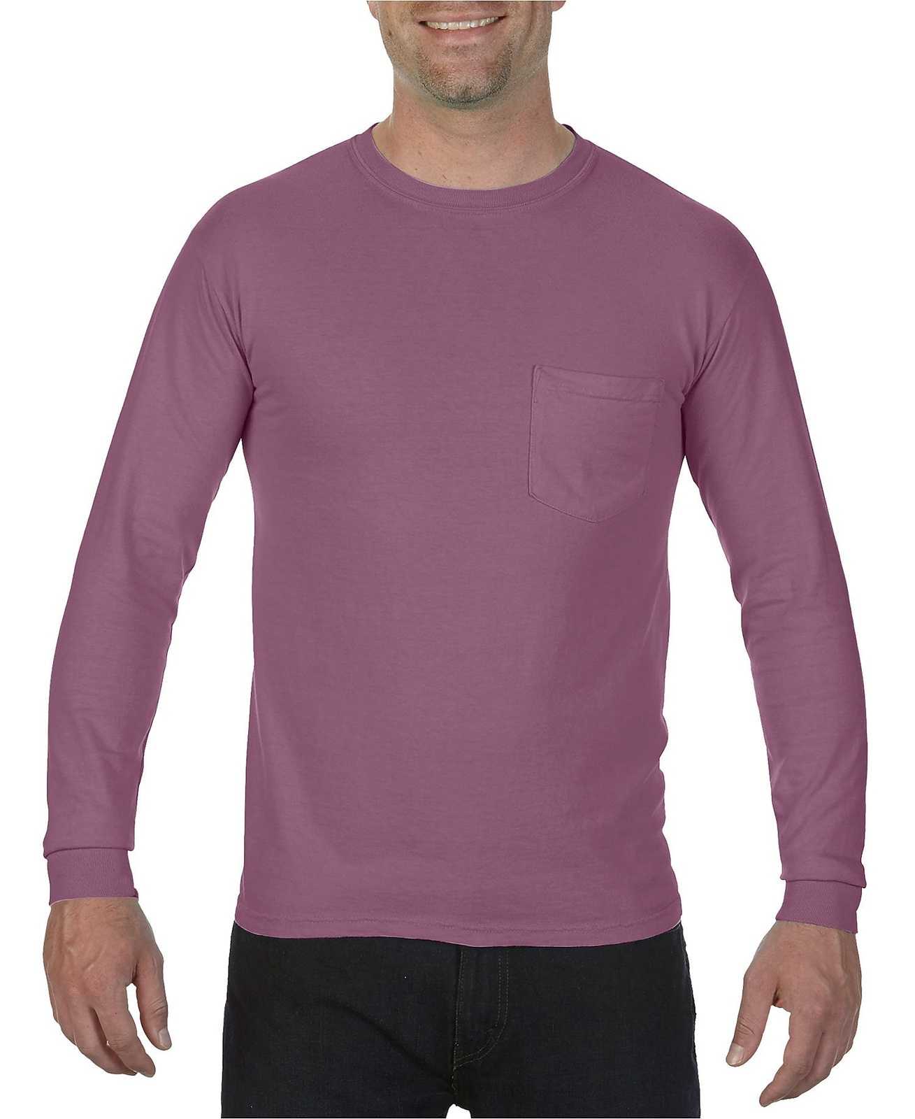 Comfort Colors 4410 Heavyweight Ring Spun Long Sleeve Pocket Tee - Berry - HIT a Double