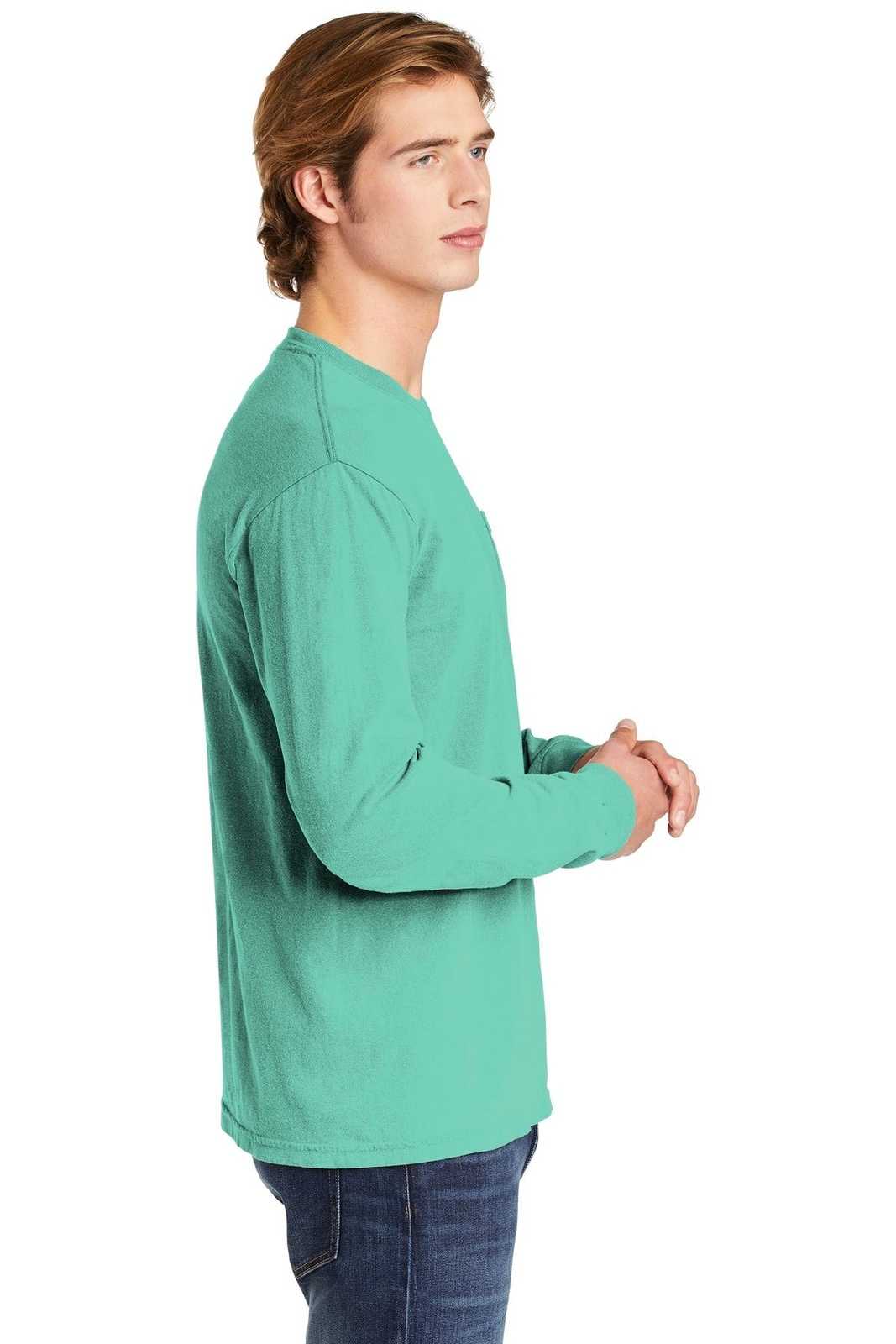 Comfort Colors 4410 Heavyweight Ring Spun Long Sleeve Pocket Tee - Chalky Mint - HIT a Double