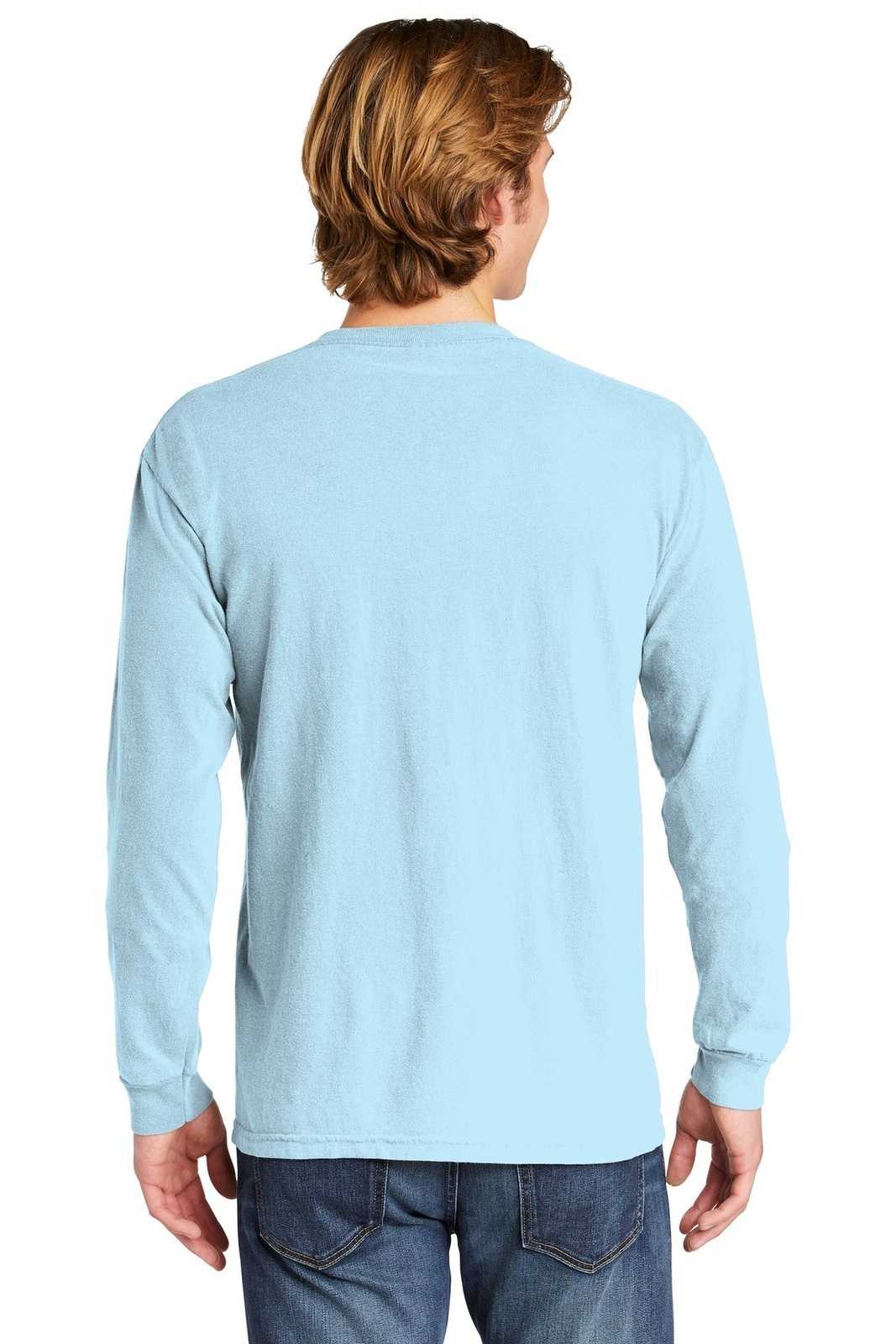 Comfort Colors 4410 Heavyweight Ring Spun Long Sleeve Pocket Tee - Chambray - HIT a Double