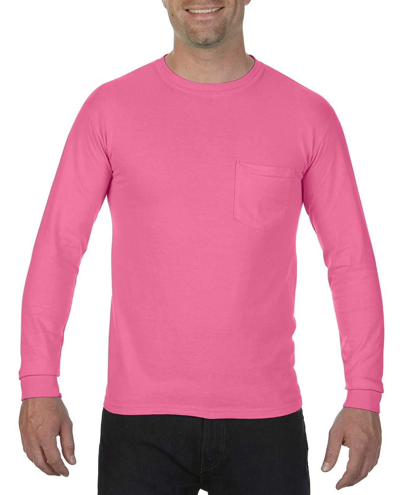 Comfort Colors 4410 Heavyweight Ring Spun Long Sleeve Pocket Tee - Crunchberry - HIT a Double
