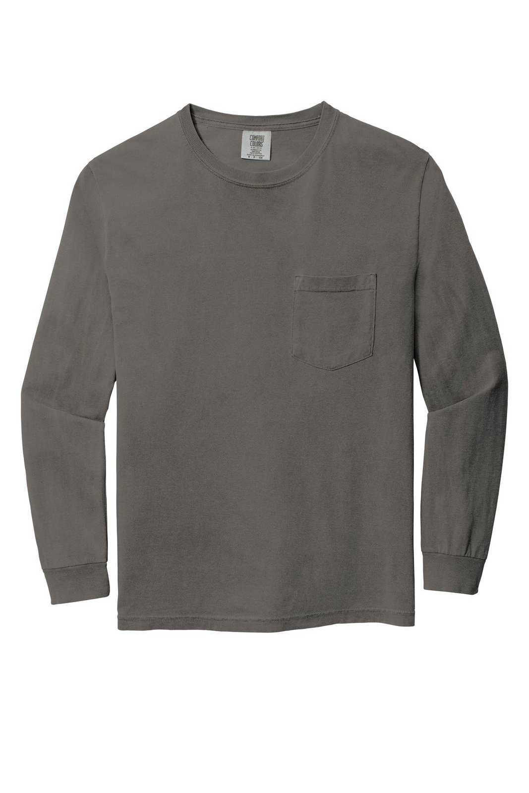 Comfort Colors 4410 Heavyweight Ring Spun Long Sleeve Pocket Tee - Gray - HIT a Double