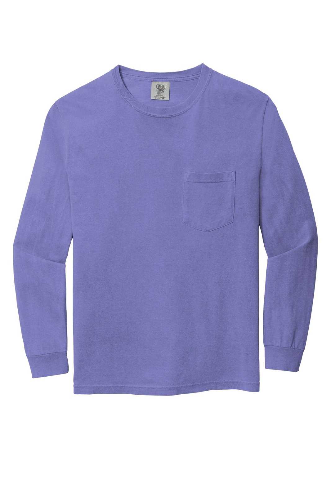 Comfort Colors 4410 Heavyweight Ring Spun Long Sleeve Pocket Tee - Violet - HIT a Double