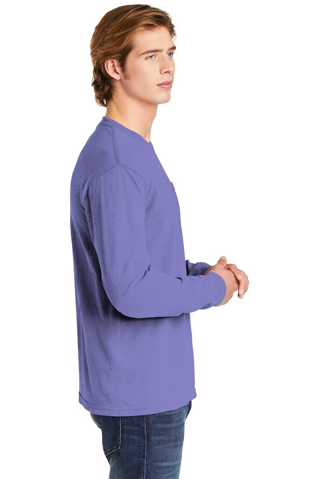 Comfort Colors 4410 Heavyweight Ring Spun Long Sleeve Pocket Tee - Violet - HIT a Double