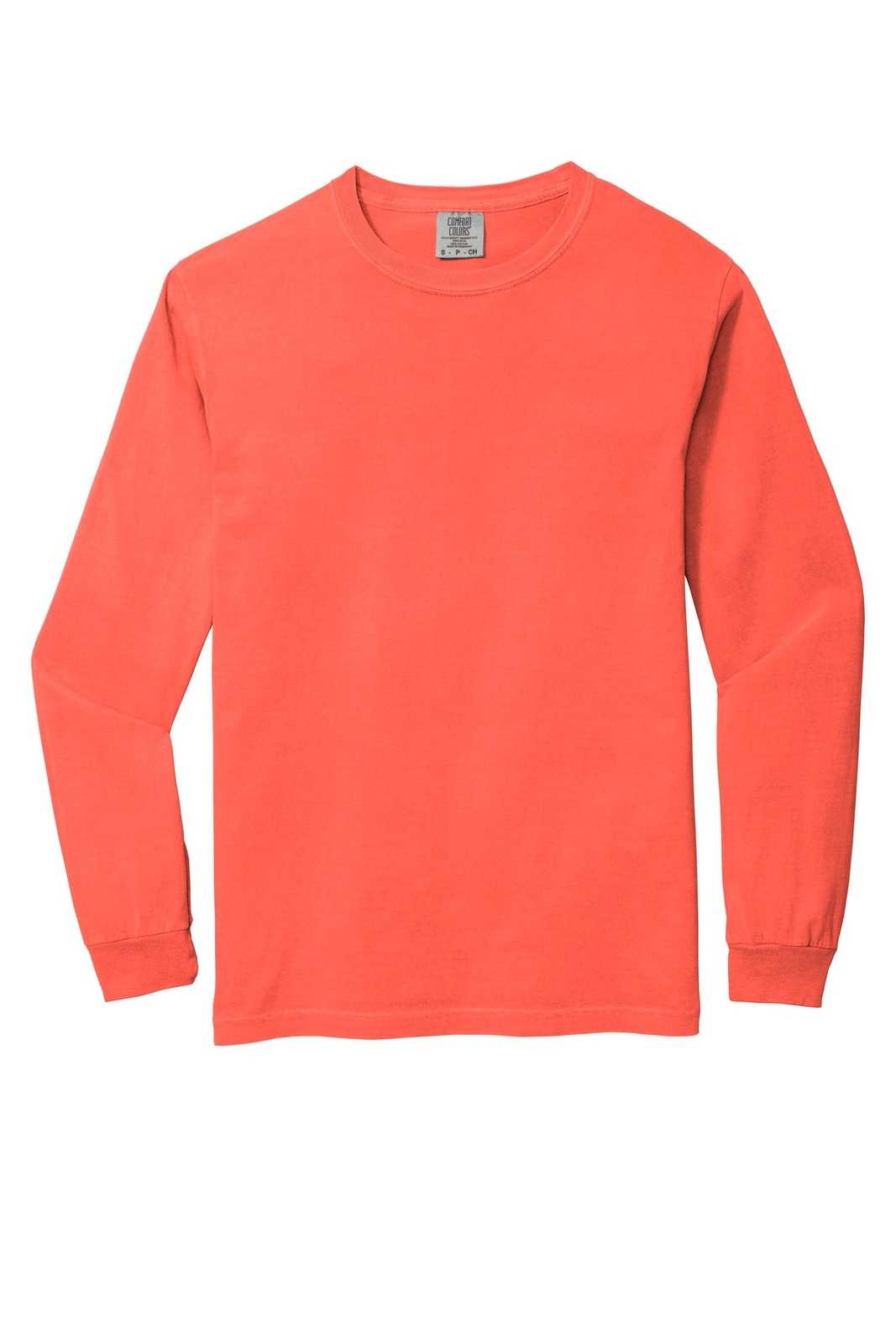 Comfort Colors 6014 Heavyweight Ring Spun Long Sleeve Tee - Bright Salmon - HIT a Double