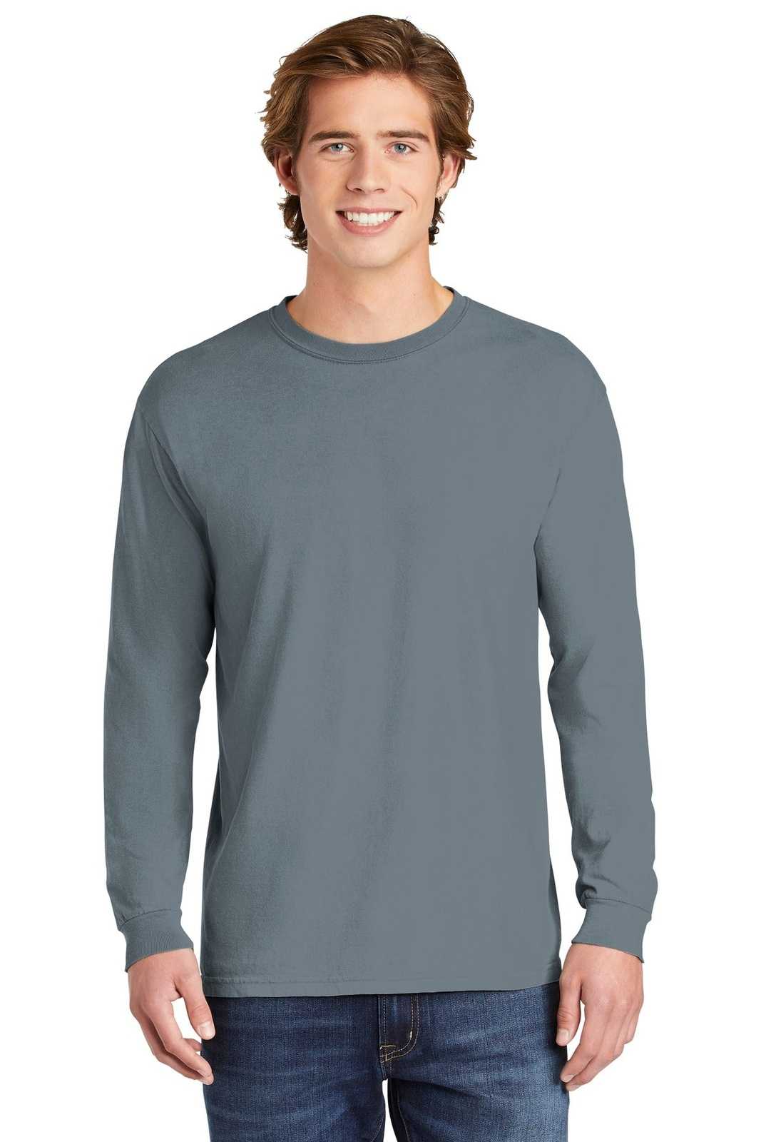 Comfort Colors 6014 Heavyweight Ring Spun Long Sleeve Tee - Granite - HIT a Double