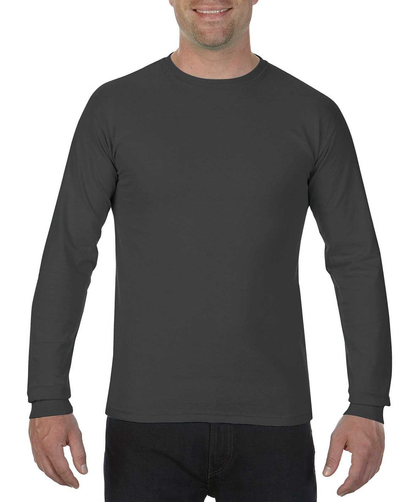 Comfort Colors 6014 Heavyweight Ring Spun Long Sleeve Tee - Graphite - HIT a Double