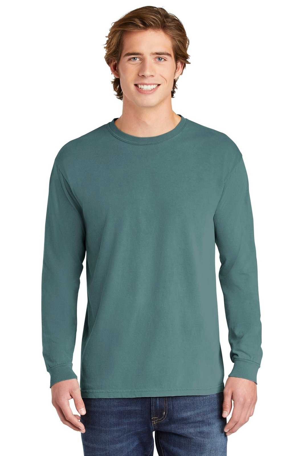 Comfort Colors 6014 Heavyweight Ring Spun Long Sleeve Tee - Ice Blue - HIT a Double