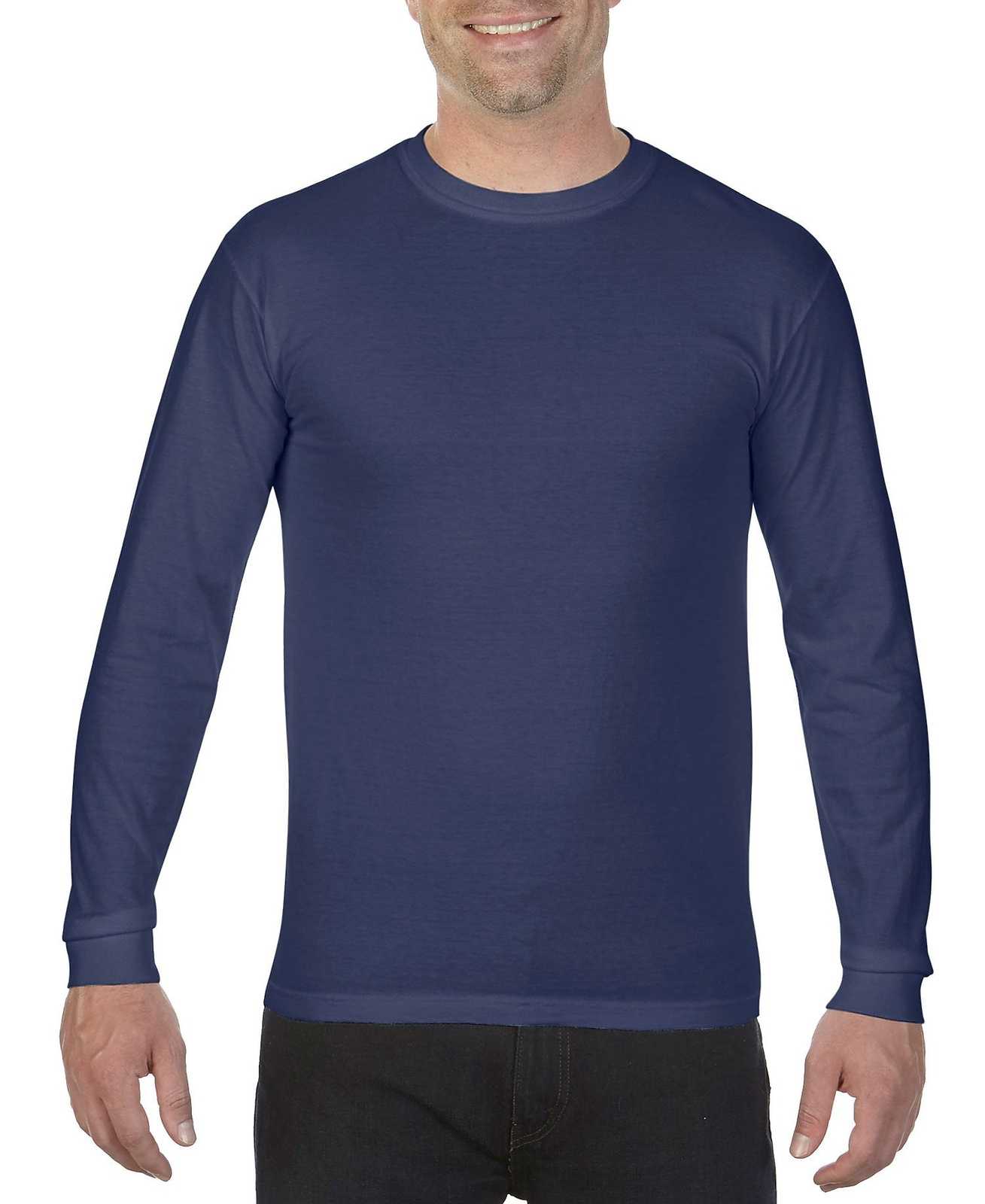 Comfort Colors 6014 Heavyweight Ring Spun Long Sleeve Tee - Midnight - HIT a Double
