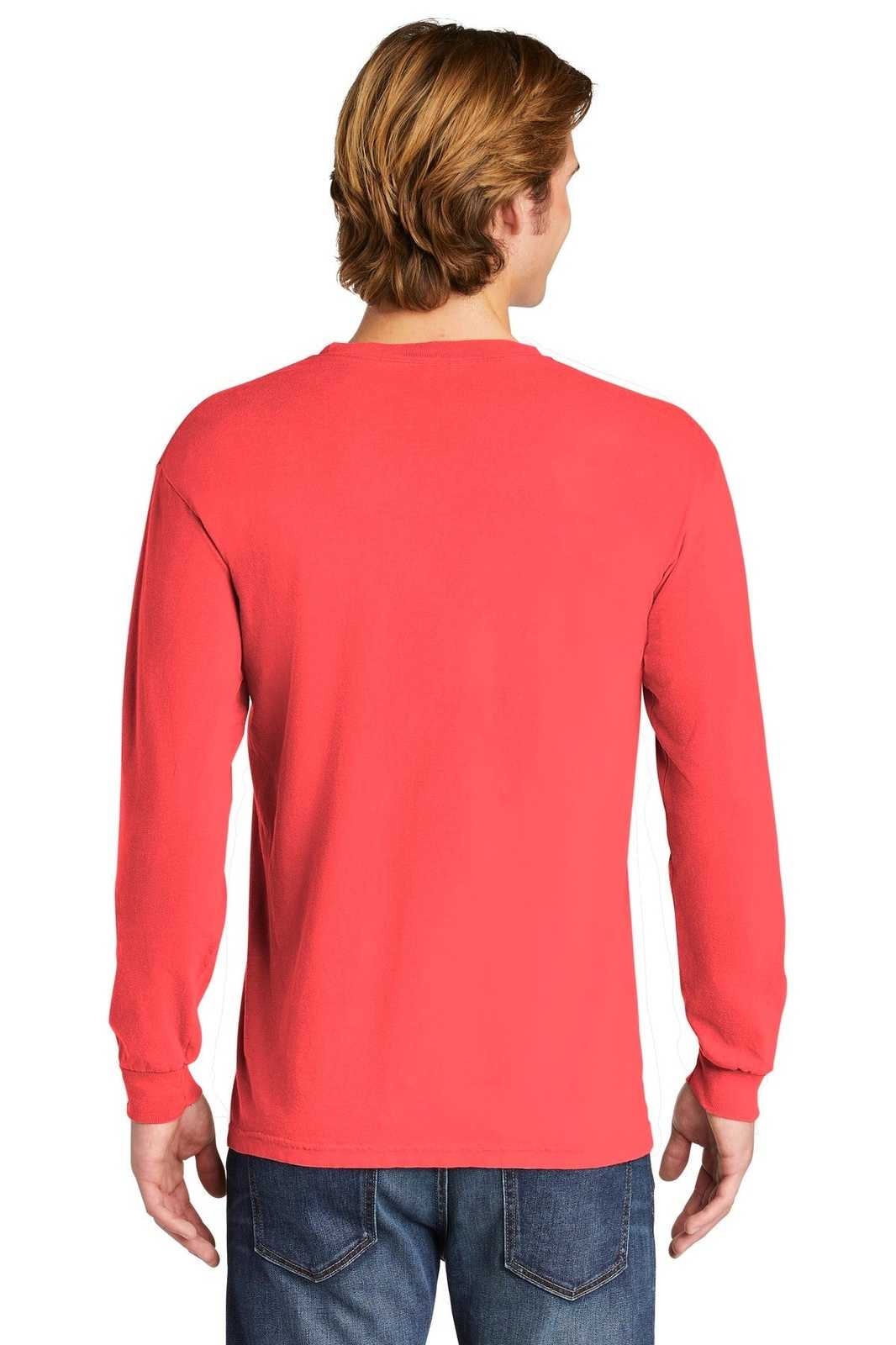 Comfort Colors 6014 Heavyweight Ring Spun Long Sleeve Tee - Neon Red Orange - HIT a Double
