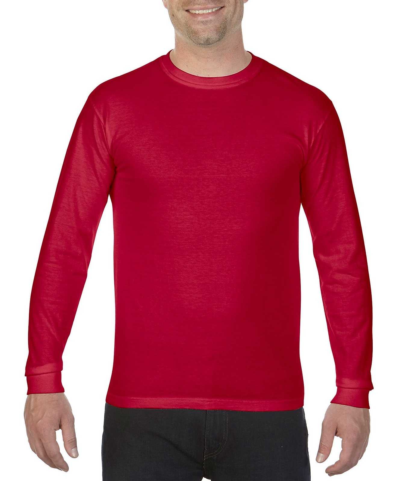 Comfort Colors 6014 Heavyweight Ring Spun Long Sleeve Tee - Red - HIT a Double