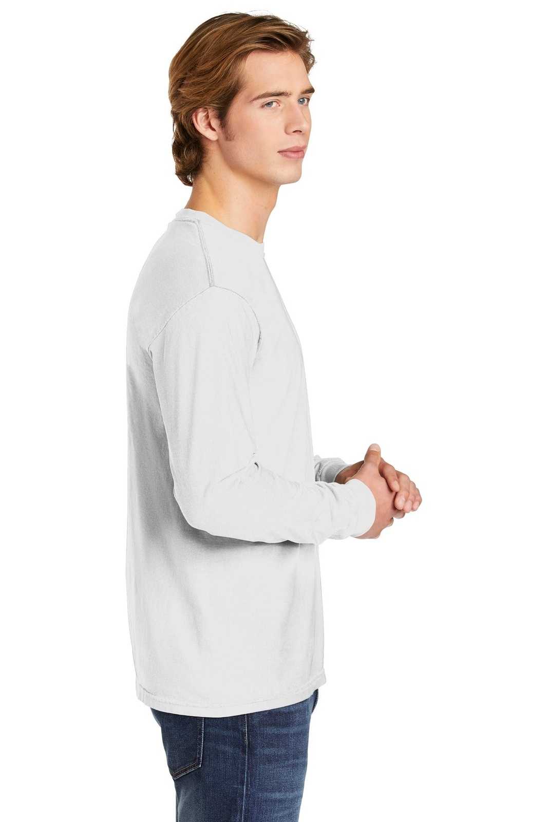 Comfort Colors 6014 Heavyweight Ring Spun Long Sleeve Tee - White - HIT a Double