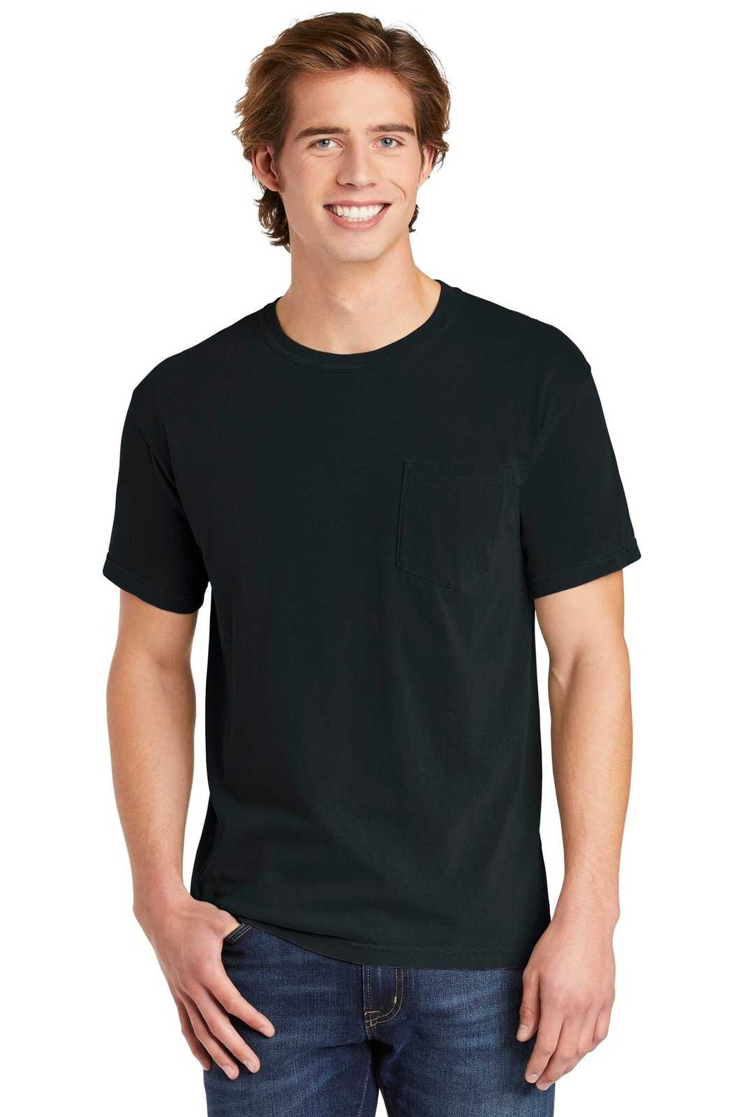 Comfort Colors 6030 Heavyweight Ring Spun Pocket Tee - Black - HIT a Double