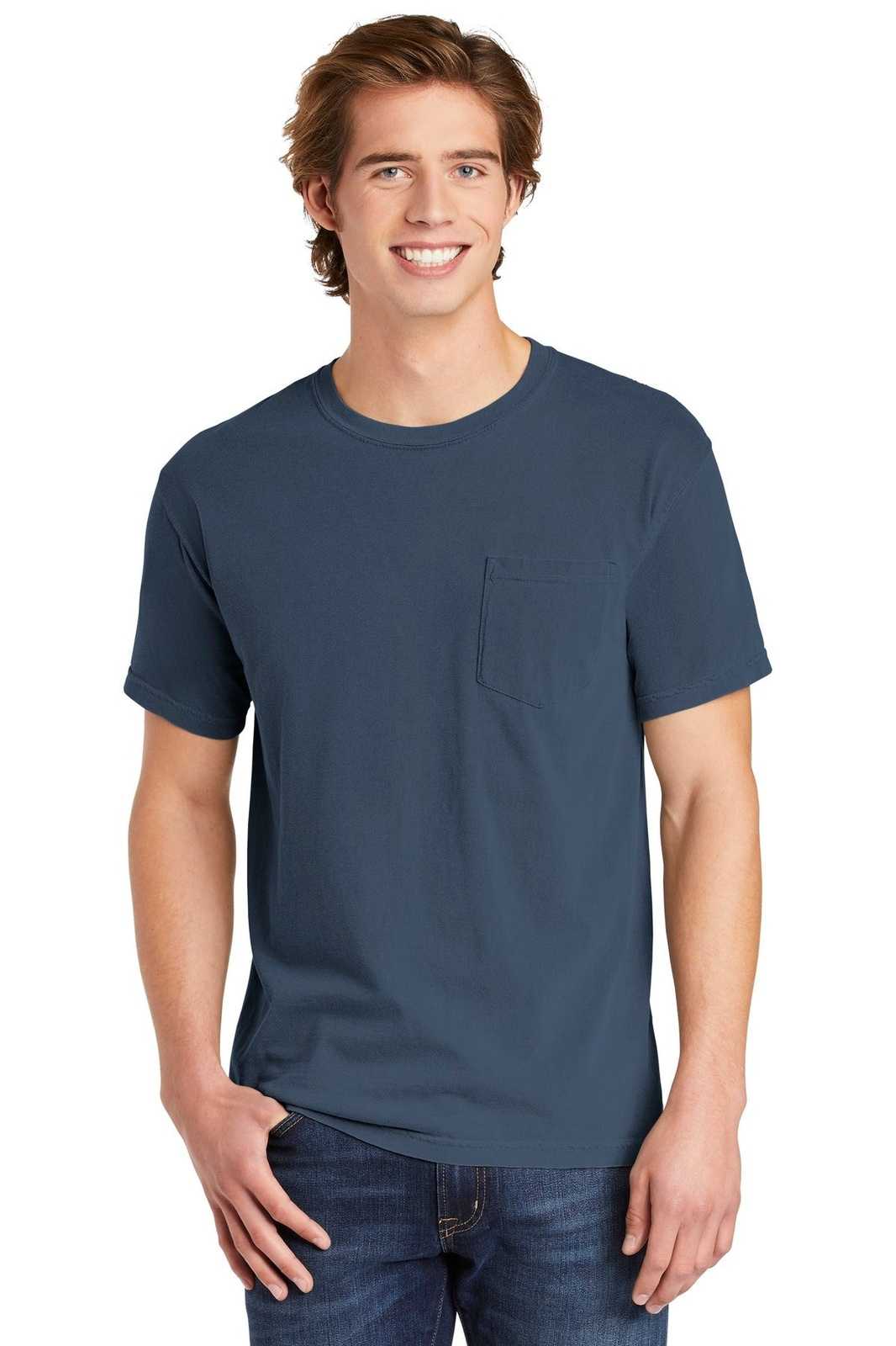 Comfort Colors 6030 Heavyweight Ring Spun Pocket Tee - Blue Jean - HIT a Double
