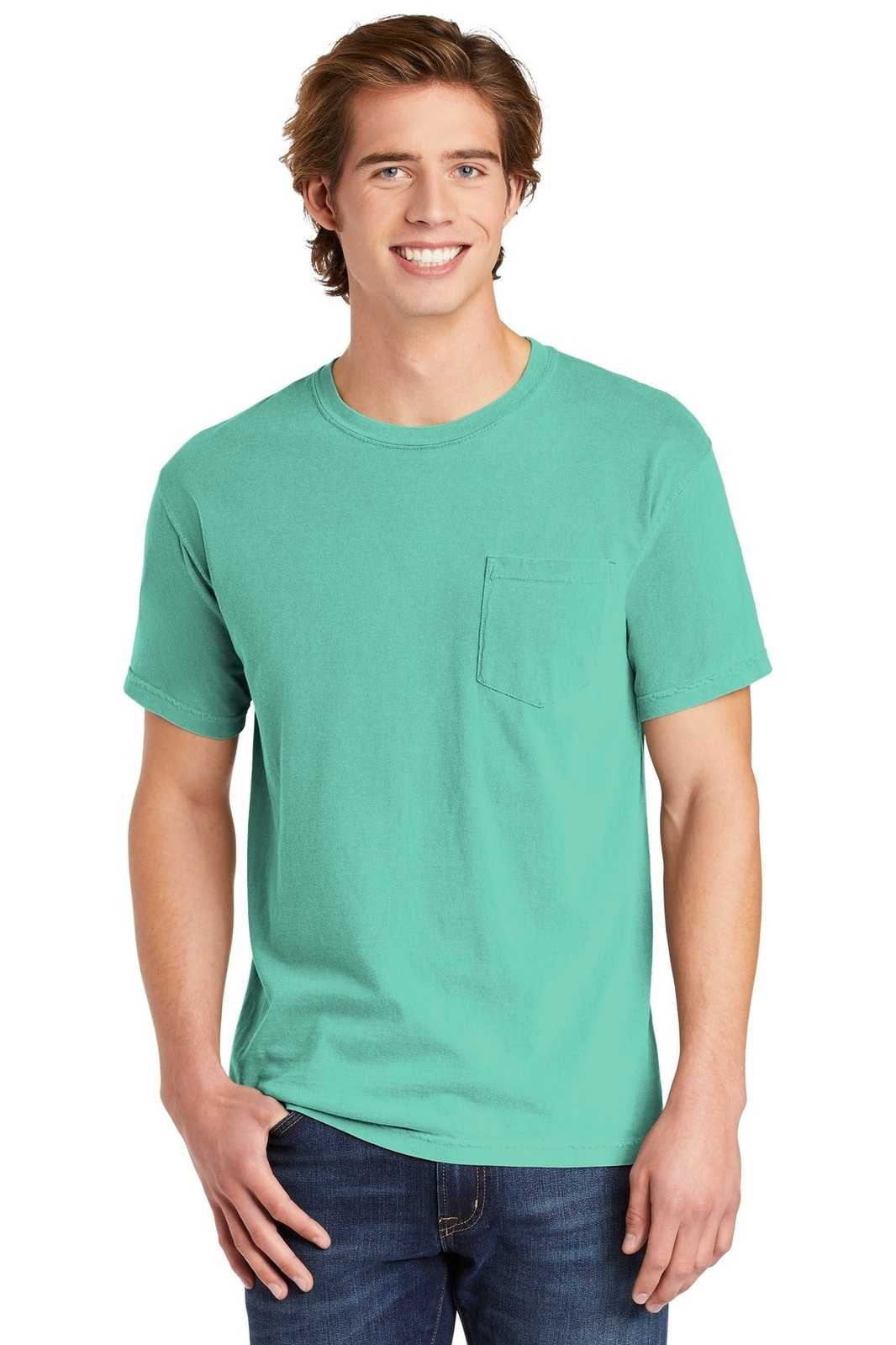 Comfort Colors 6030 Heavyweight Ring Spun Pocket Tee - Chalky Mint - HIT a Double