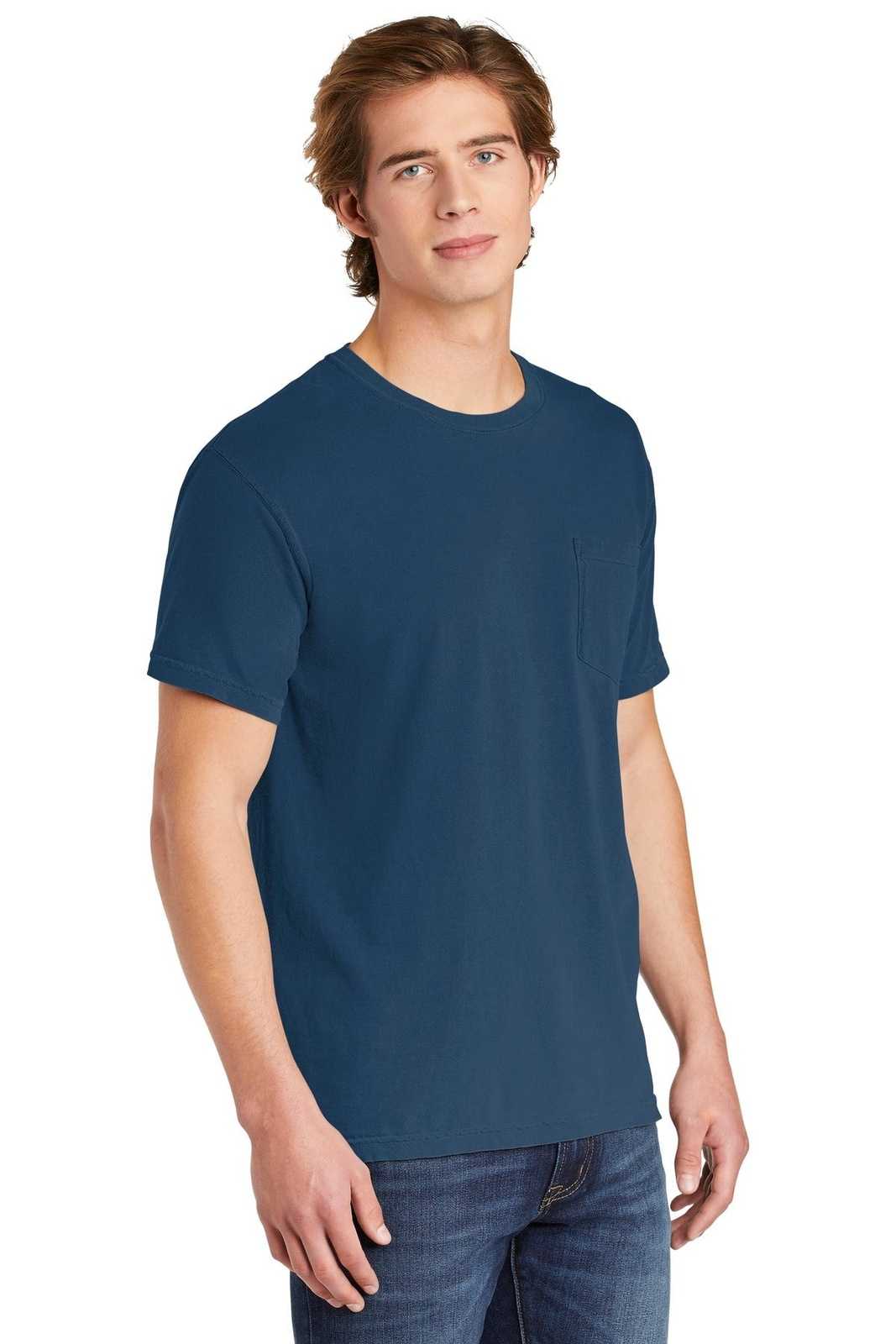 Comfort Colors 6030 Heavyweight Ring Spun Pocket Tee - China Blue - HIT a Double