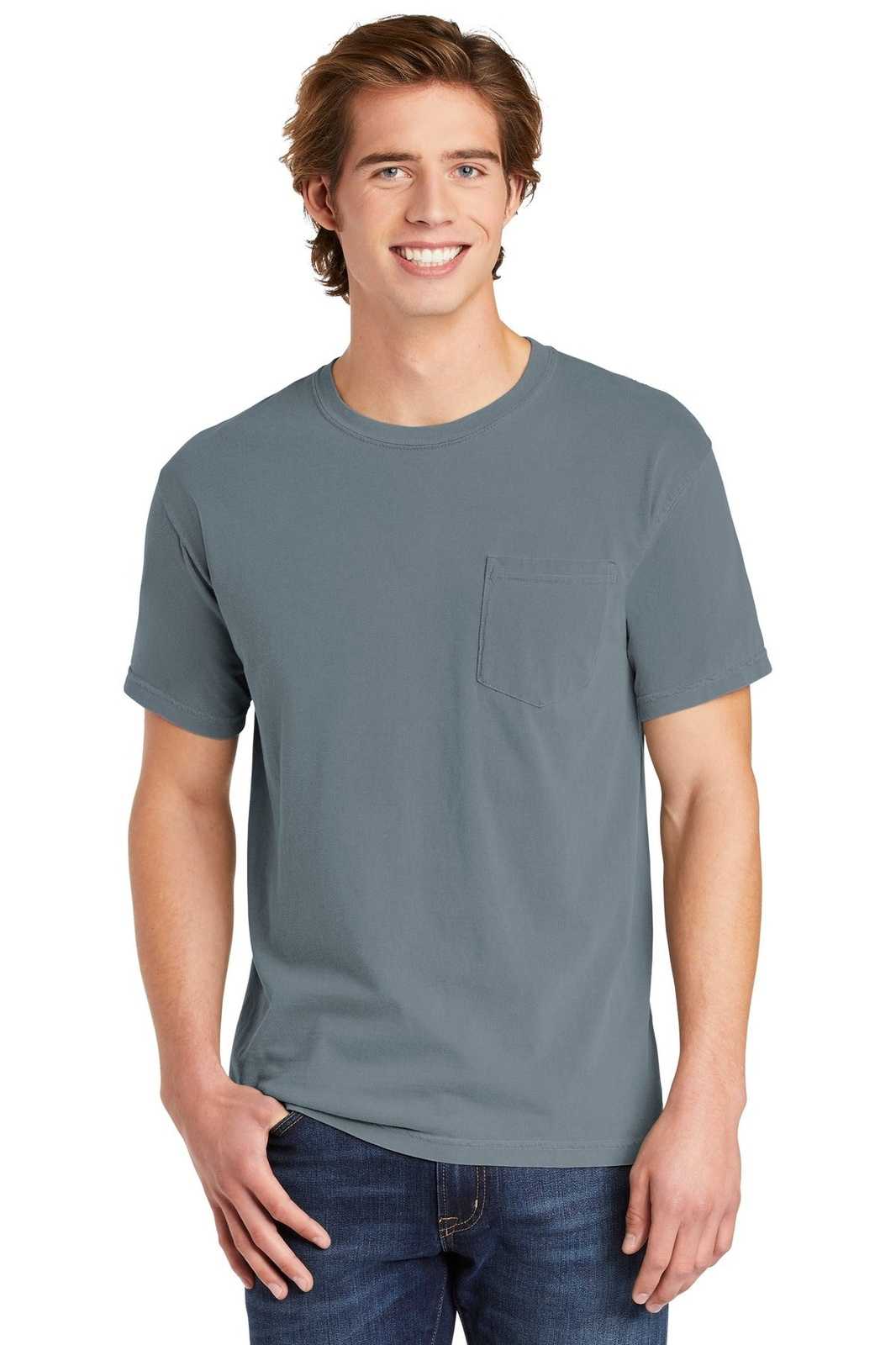 Comfort Colors 6030 Heavyweight Ring Spun Pocket Tee - Granite - HIT a Double