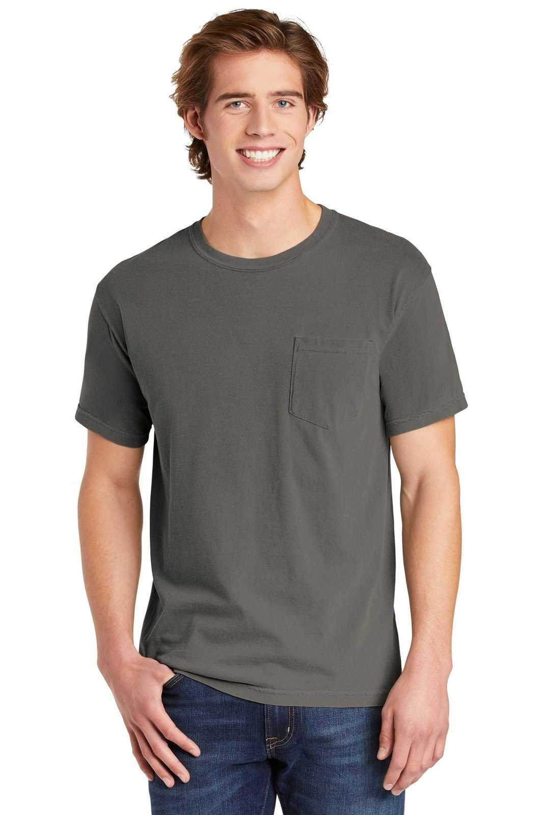 Comfort Colors 6030 Heavyweight Ring Spun Pocket Tee - Gray - HIT a Double