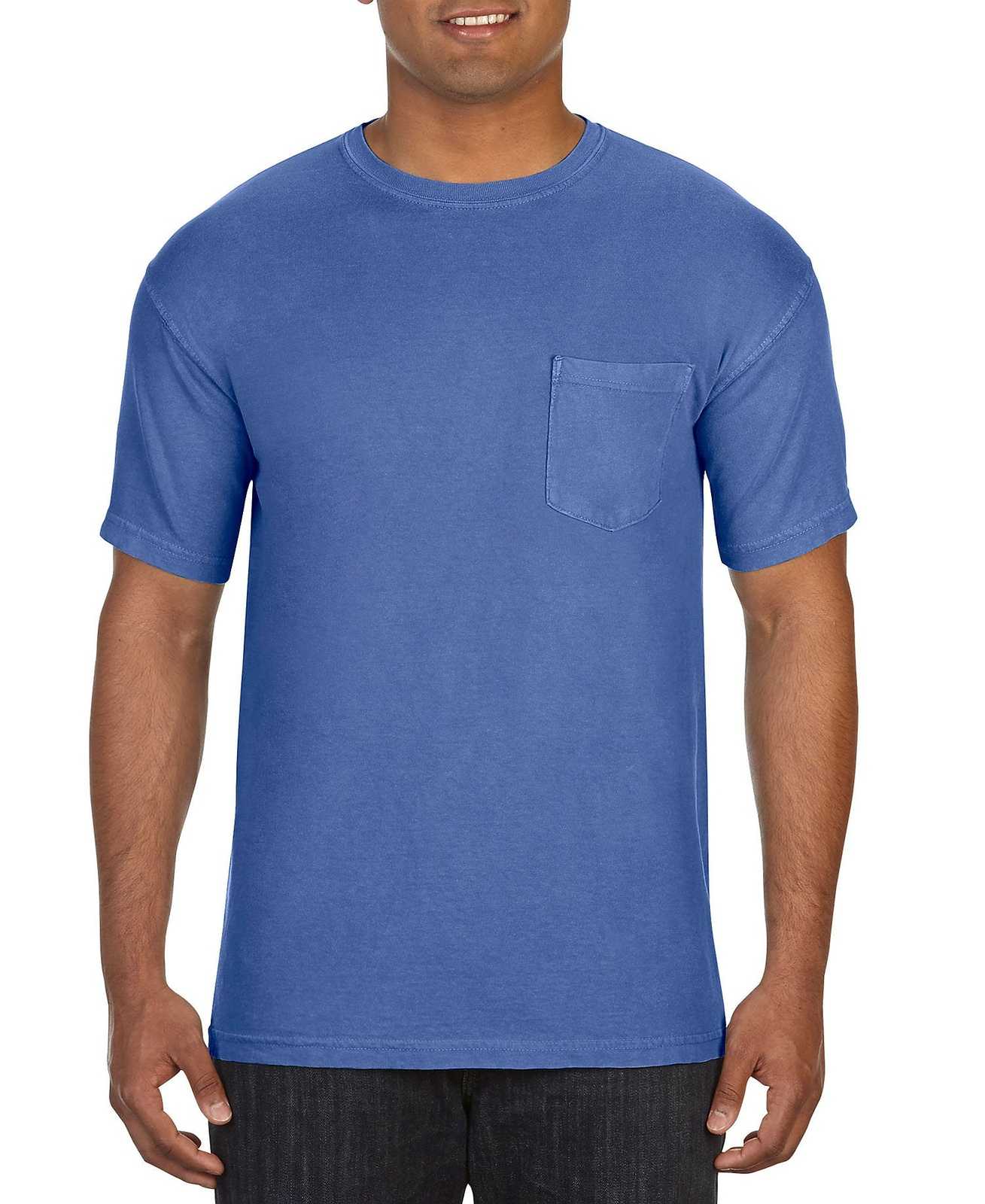 Comfort Colors 6030 Heavyweight Ring Spun Pocket Tee - Mystic Blue - HIT a Double