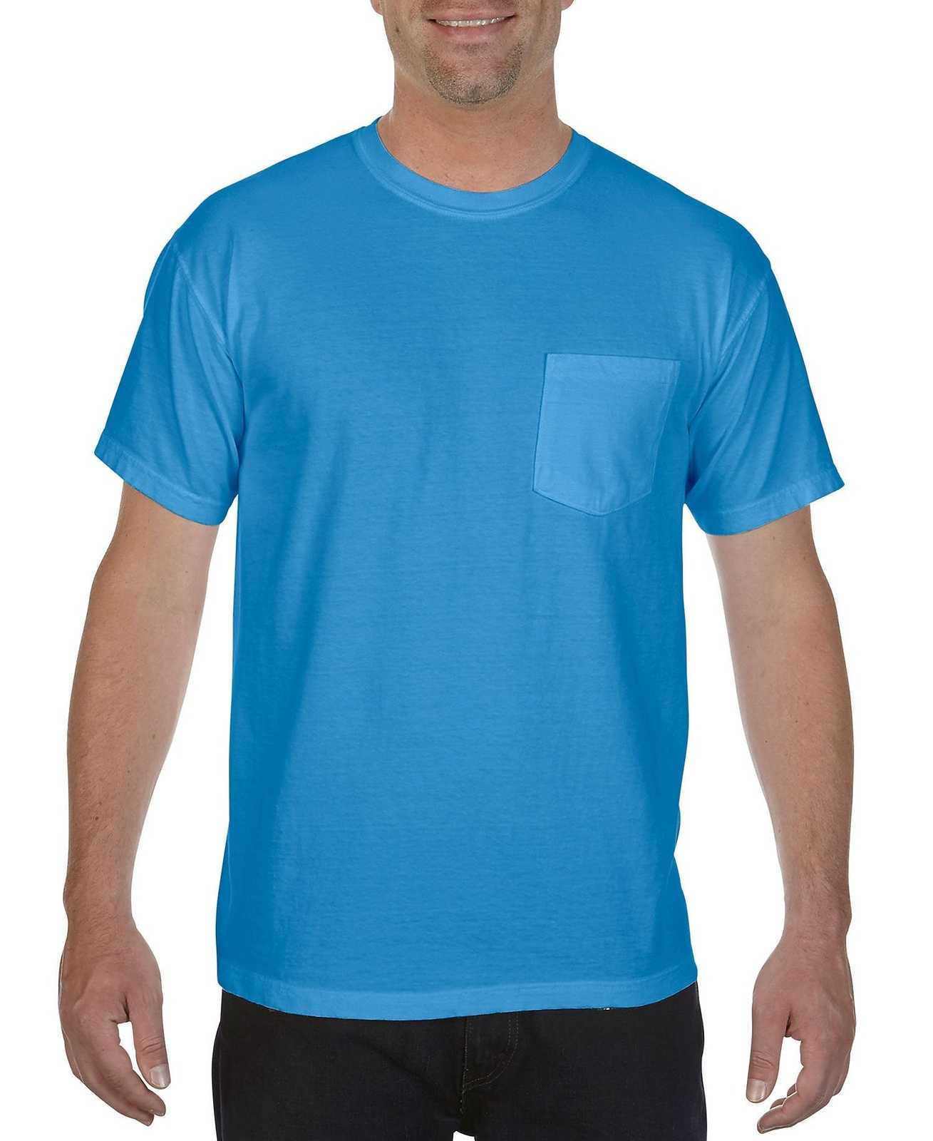 Comfort Colors 6030 Heavyweight Ring Spun Pocket Tee - Royal Caribe - HIT a Double