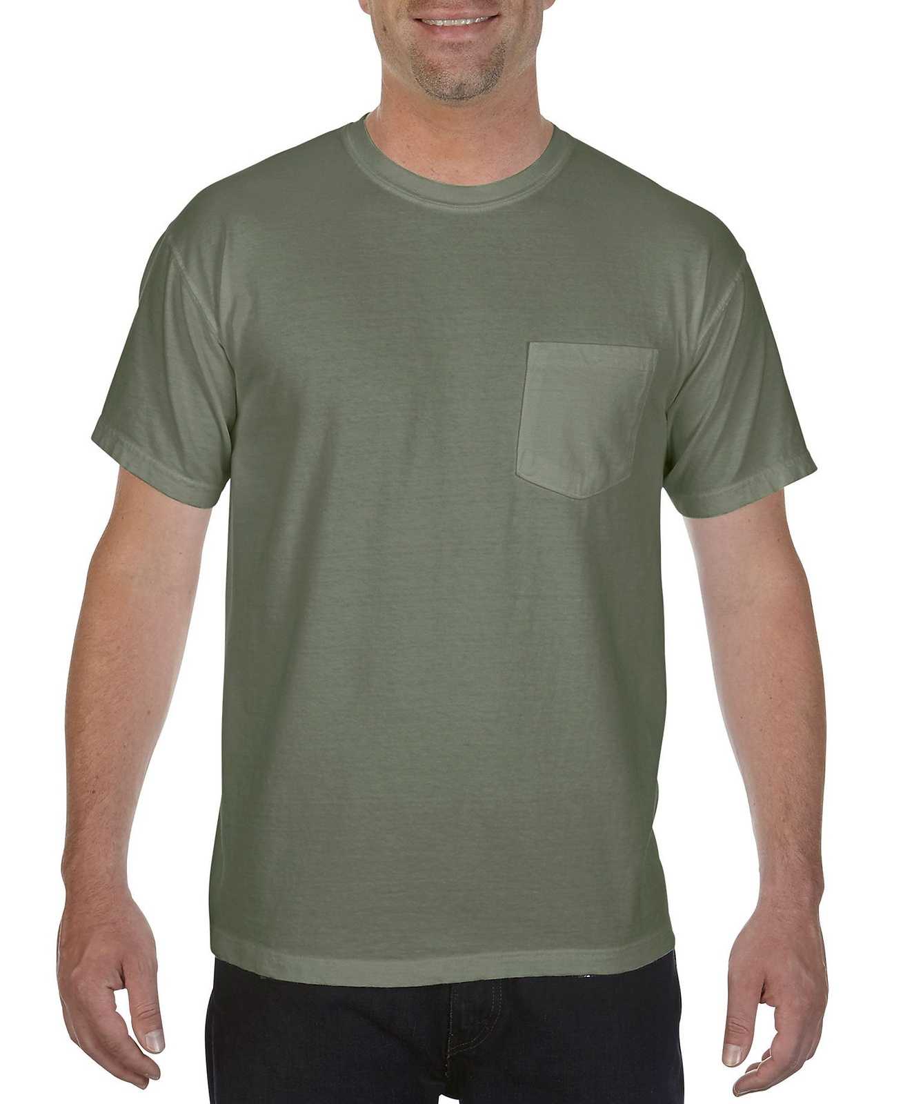 Comfort Colors 6030 Heavyweight Ring Spun Pocket Tee - Sage - HIT a Double