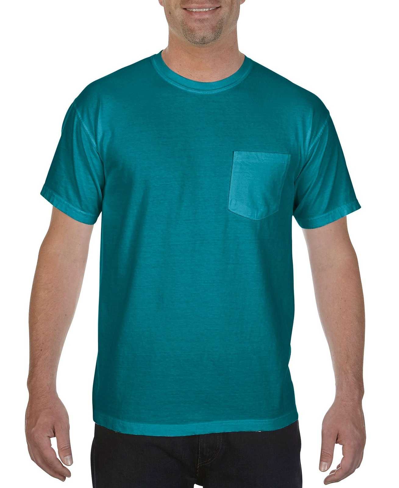 Comfort Colors 6030 Heavyweight Ring Spun Pocket Tee - Topaz Blue - HIT a Double