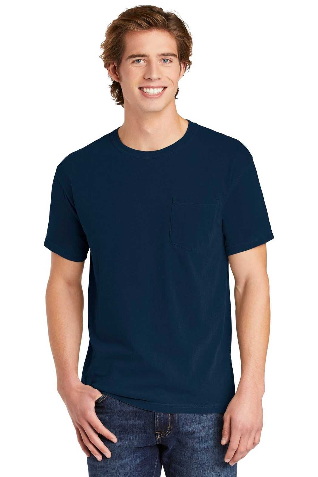 Comfort Colors 6030 Heavyweight Ring Spun Pocket Tee - True Navy - HIT a Double
